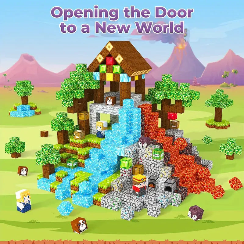 Set Creativo Educativo STEM Magnetico – Caccia al Tesoro di Lava e Blocchi Magnetici per Bambini