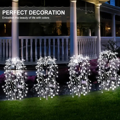 Luci Solari da Giardino per Esterni – 120/200 LED Effetto Fuoco con 8 Modalità di Illuminazione