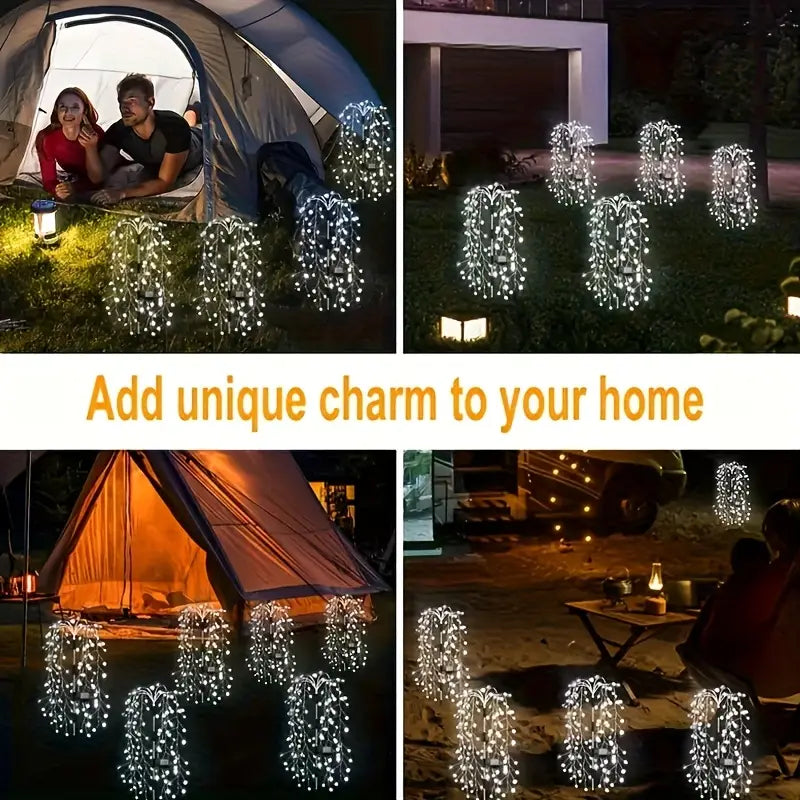 Luci Solari da Giardino per Esterni – 120/200 LED Effetto Fuoco con 8 Modalità di Illuminazione