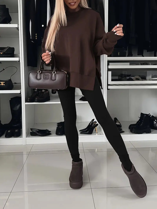 Maglione Oversize Donna Nero – Pullover Caldo e Chic per Autunno/Inverno