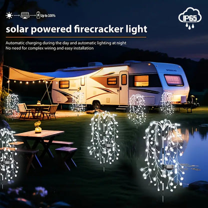 Luci Solari da Giardino per Esterni – 120/200 LED Effetto Fuoco con 8 Modalità di Illuminazione