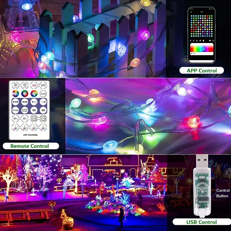 Luci a Stringa di Fate Colorate 10 Metri – Con USB, Telecomando e Sincronizzazione Musicale