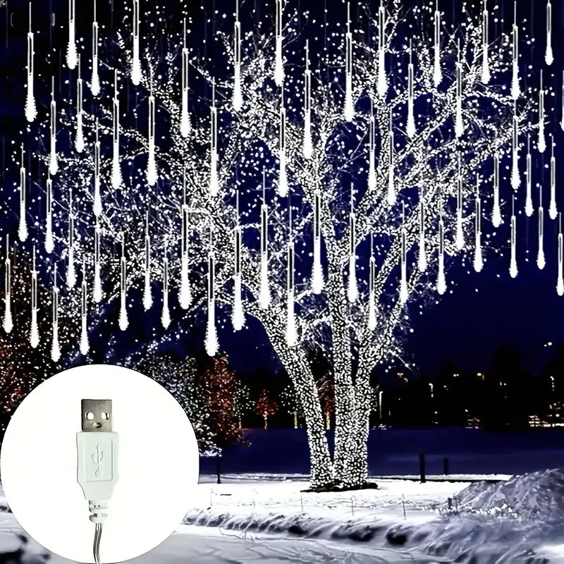 Luci Solari a Cascata “Pioggia di Meteore” – 192/288 LED con 8 Modalità di Illuminazione