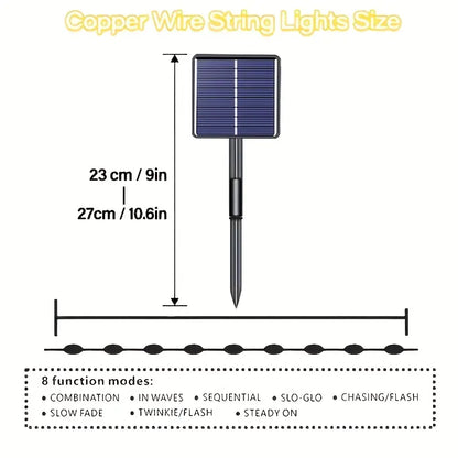 Luci Solari da Esterno – 50/100/200/300 LED con 8 Modalità di Illuminazione per Natale e Giardino