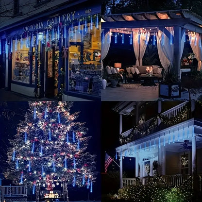 Luci Solari a Cascata “Pioggia di Meteore” – 192/288 LED con 8 Modalità di Illuminazione