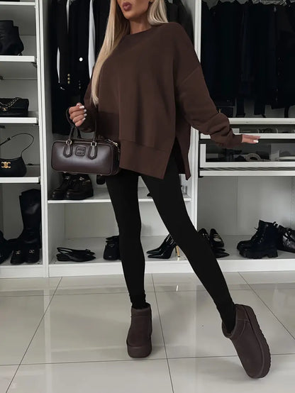 Maglione Oversize Donna Nero – Pullover Caldo e Chic per Autunno/Inverno