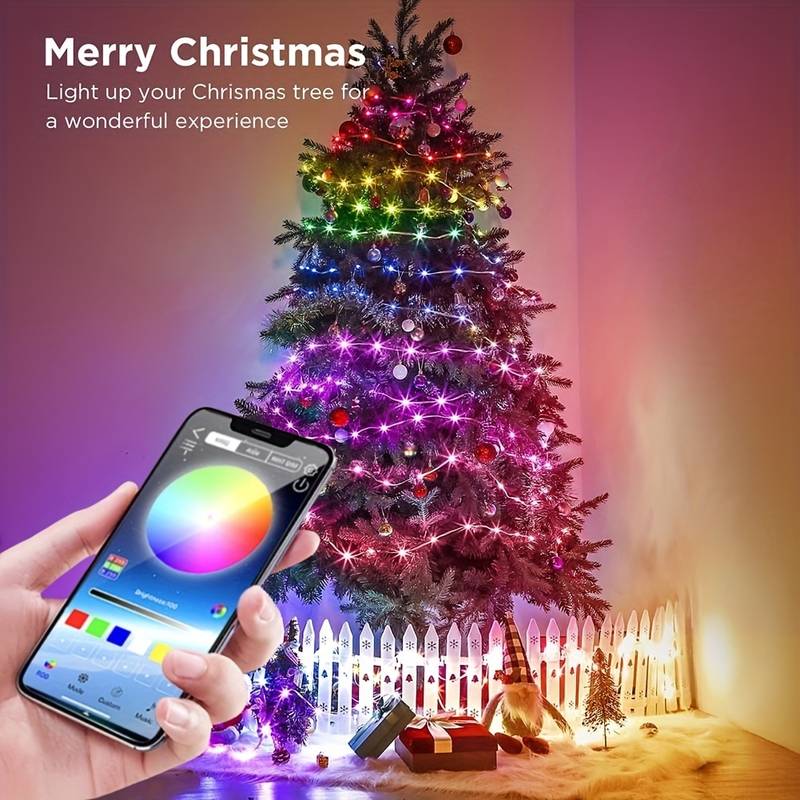 Luci LED Intelligenti con Controllo App – USB, Sincronizzazione Musicale, 16 Milioni di Colori per Natale e Feste